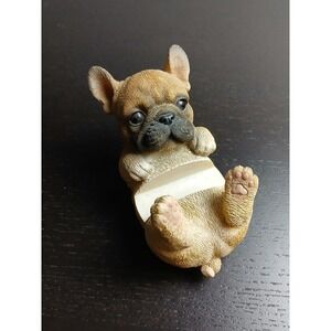 Pug Dog Puppy Figurine Cell Phone Holder Business Card Stand Resin #143B5